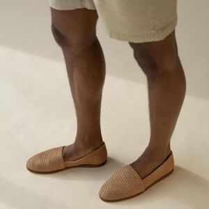 New! Nisolo Alejandro Woven Leather Slip On Loafer Men's Shoes in Almond